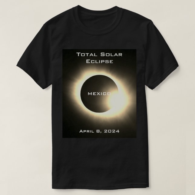 Camiseta Eclipse solar total do MÉXICO 8 de abril de 2024 (Frente do Design)