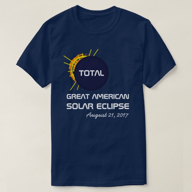 Camiseta Eclipse Solar Total excelente Americano personaliz (Frente do Design)