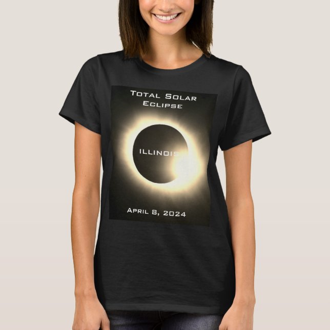 Camiseta Eclipse solar total ILLINOIS 8 de abril de 2024 (Frente)