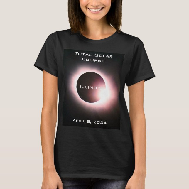 Camiseta Eclipse solar total ILLINOIS 8 de abril de 2024 (Frente)