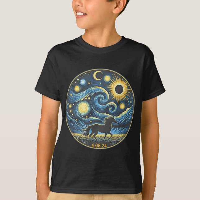 Camiseta Eclipse Solar Total Sobre Cavalo De Abril 8 2024 (Frente)