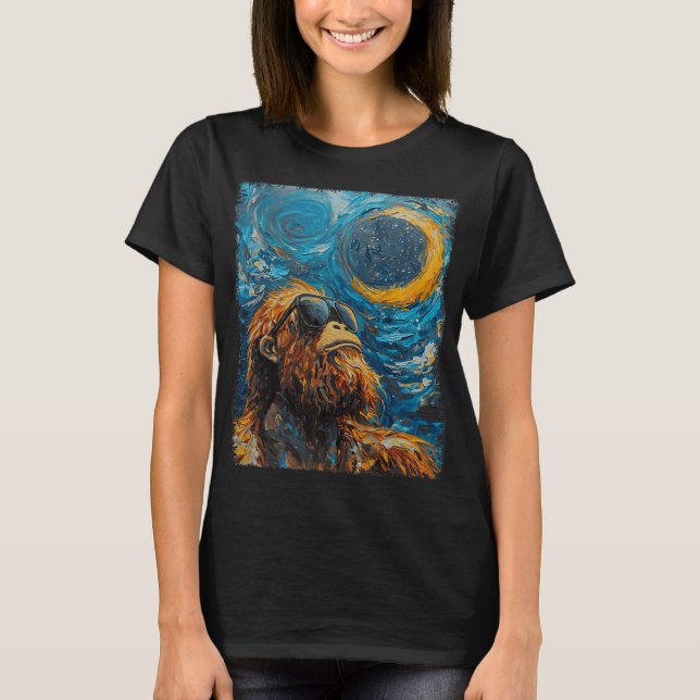 Camiseta Eclipse Solar Total Van Gogh Starry Night Art Styl (Frente)