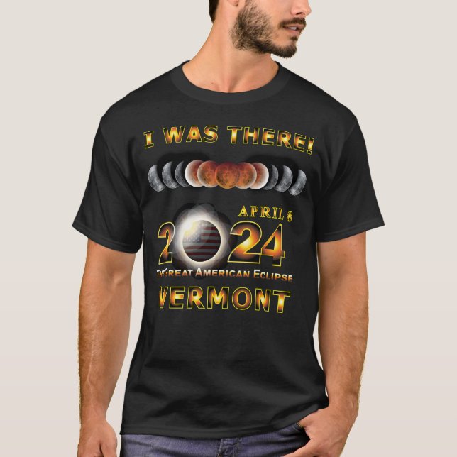 Camiseta Eclipse Total - 2024 - Eu estava lá - VERMONT (Frente)