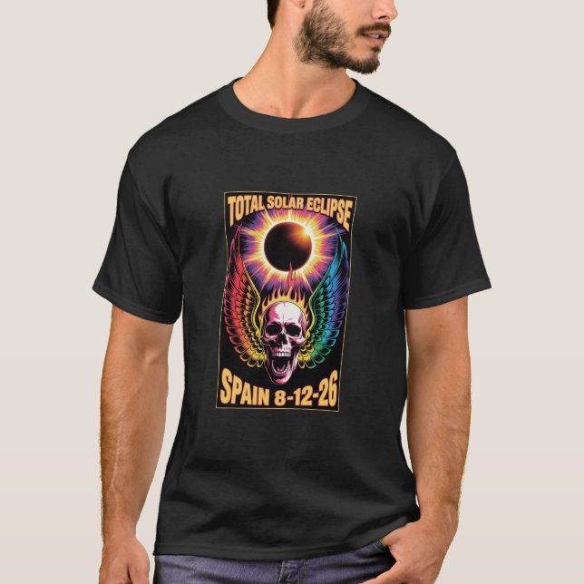 Camiseta Eclipse Total do Sol 12 de agosto de 2026 Espanha  (Frente)