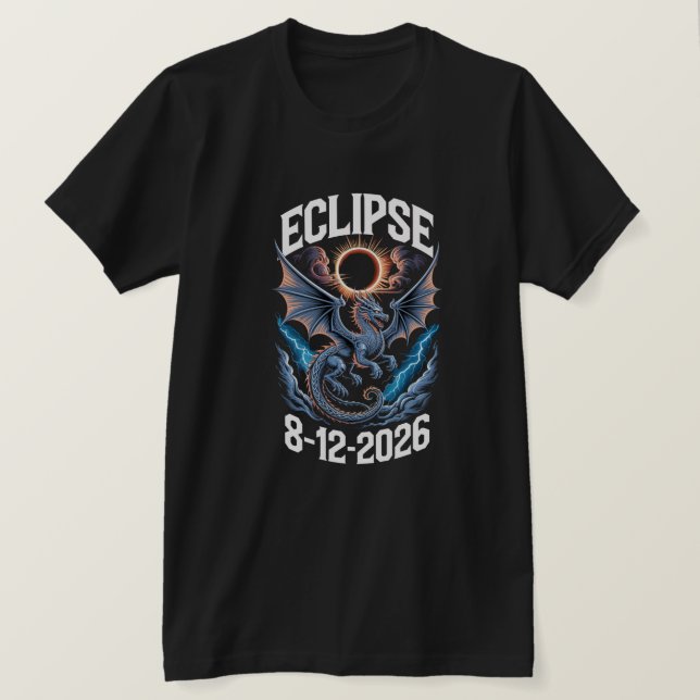Camiseta Eclipse Total do Sol 12 de Agosto de 2026 Espanha  (Frente do Design)