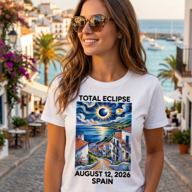Camiseta Eclipse Total do Sol 12 de agosto de 2026 Espanha  (Criador carregado)