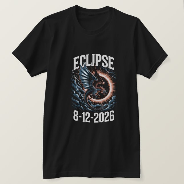 Camiseta Eclipse Total do Sol 12 de Agosto de 2026 Históric (Frente do Design)
