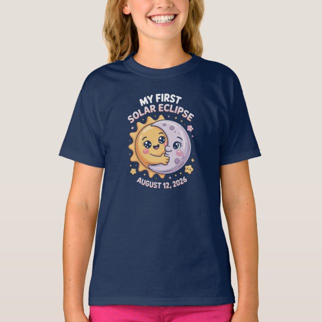 Camiseta Eclipse Total do Sol 12 de Agosto de 2026 Primeiro (Frente)