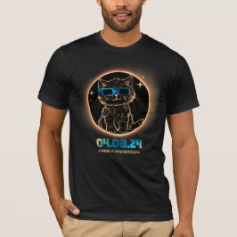 Camiseta Eclipse Total do Sol 2024 Gato Óculos de Eclipse S