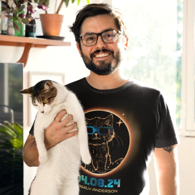 Camiseta Eclipse Total do Sol 2024 Óculos de Gato para Ecli (Criador carregado)