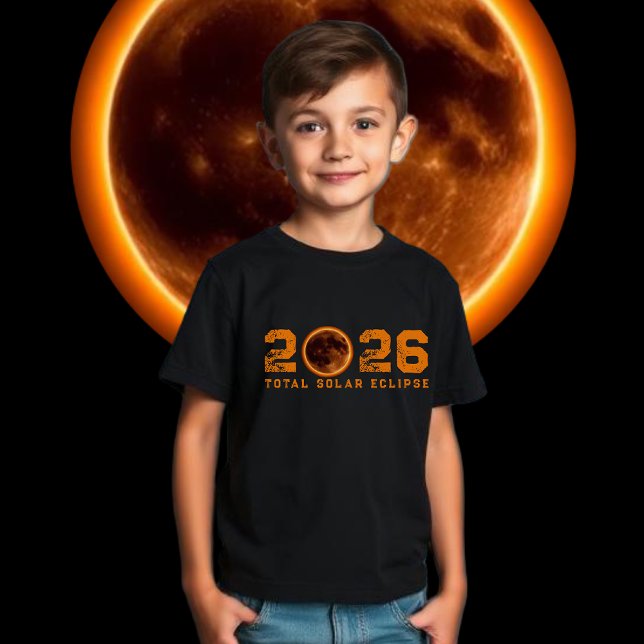 Camiseta Eclipse Total do Sol 2026 (Total Solar Eclipse 2026 T Shirt kids)
