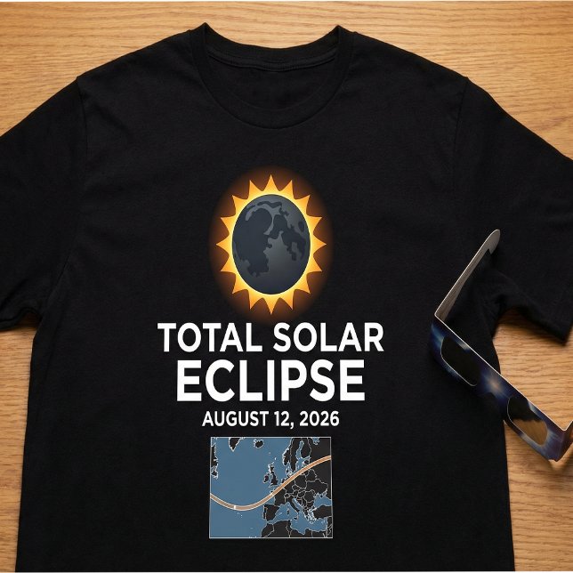 Camiseta Eclipse Total do Sol 2026, 12 de Agosto Totalidade (Criador carregado)