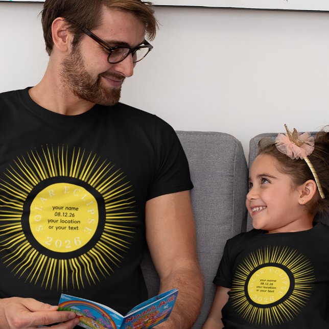 Camiseta Eclipse total do sol 2026 seu nome personalizado (Please note that the second shirt - adult or kid -  has to be ordered separately)