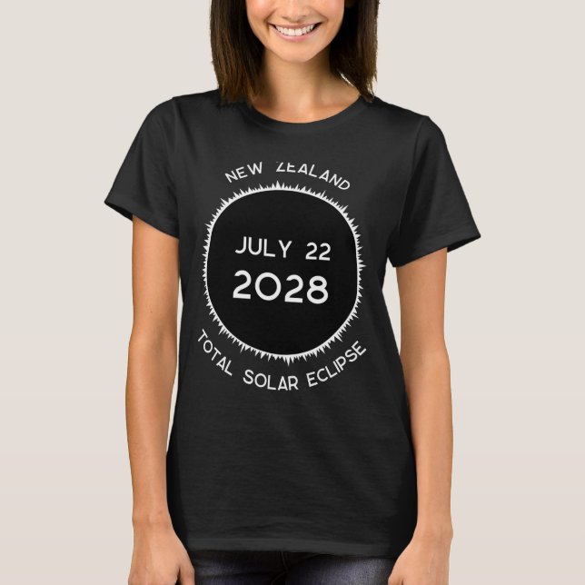 Camiseta Eclipse Total do Sol 2028 Nova Zelândia (Frente)