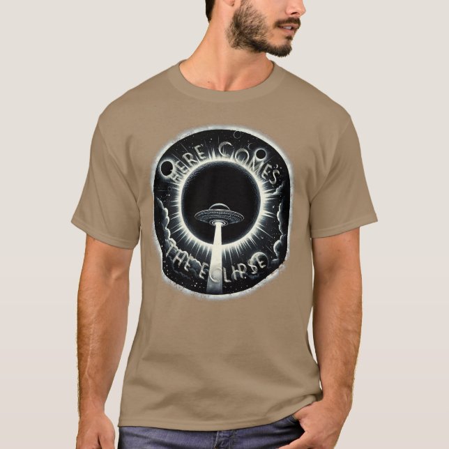 Camiseta Eclipse Total do Sol Aqui Vem o Eclipse 2024 (Frente)