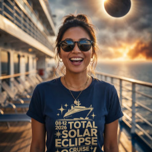 Camiseta Eclipse Total do Sol Cruzeiro de 12 de agosto de 2