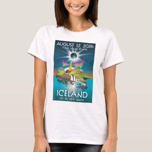 Camiseta eclipse total do sol de 2026 na Islândia - Camiset