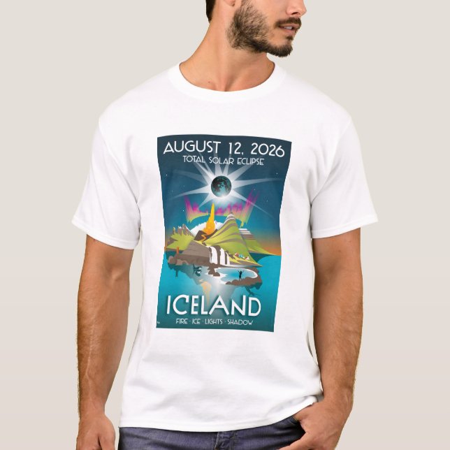 Camiseta eclipse total do sol de 2026 na Islândia - Camiset (Frente)