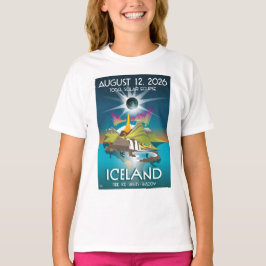 Camiseta eclipse total do sol de 2026 na Islândia - T-Shirt