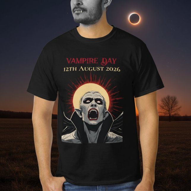 Camiseta Eclipse Total do Sol Dia dos Vampiros 2026 (Criador carregado)