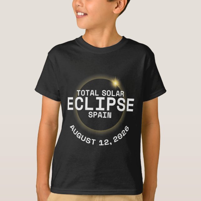 Camiseta Eclipse Total do Sol Espanha 12 de agosto de 2026 (Frente)