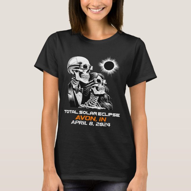 Camiseta Eclipse Total do Sol Esqueleto Avon Indiana (Frente)