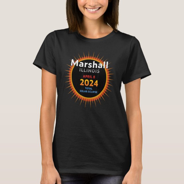 Camiseta Eclipse Total do Sol Marshall Illinois IL 2024 2 (Frente)