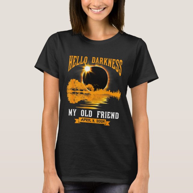 Camiseta Eclipse Total do Sol Olá Escuridão (Frente)