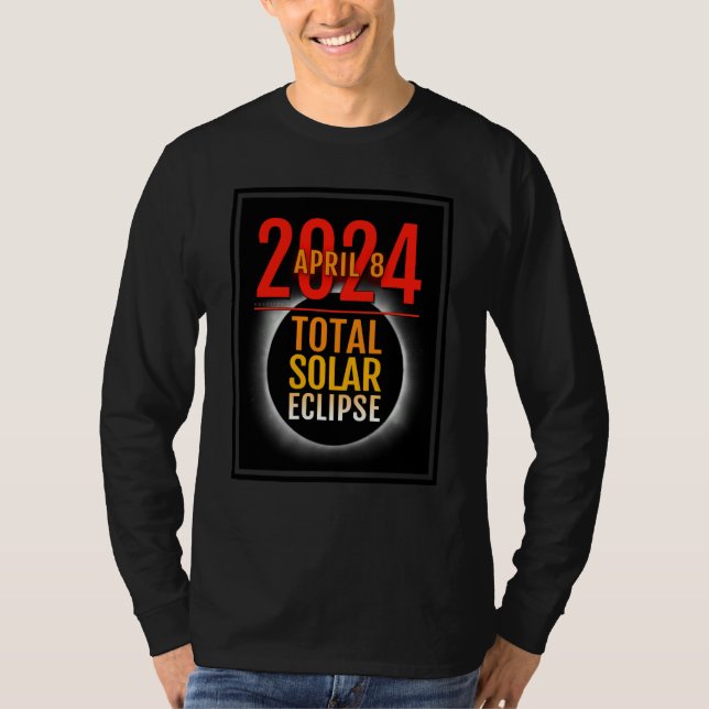 Camiseta Eclipse Total do Sol Totalidade 8 de Abril de 2024 (Frente)