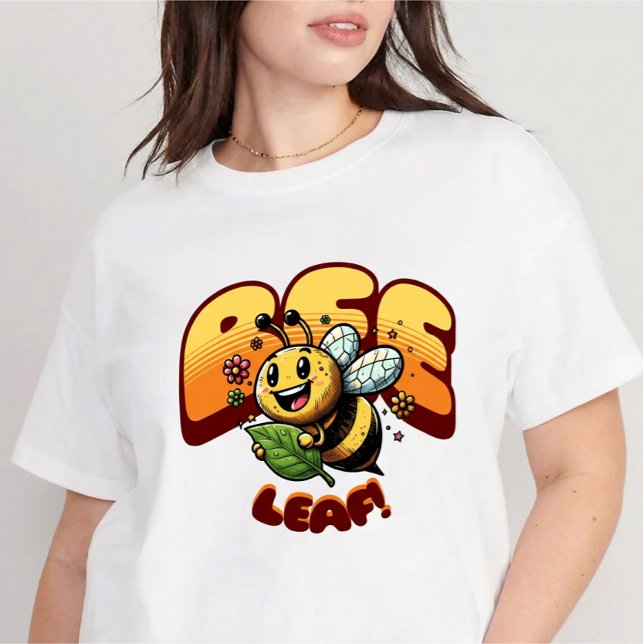 Camiseta Ecológica Bee Leaf – Piada de Abelha Fofa (Criador carregado)