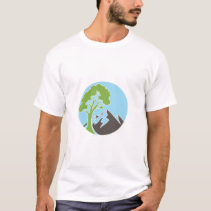 Camiseta Ecológica Círculo Montanha Árvore Amante