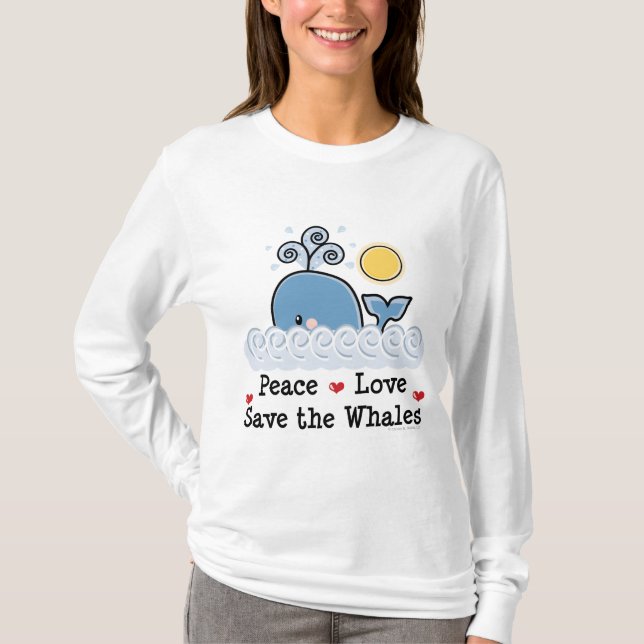 Camiseta Economias do amor da paz o Hoodie das baleias (Frente)