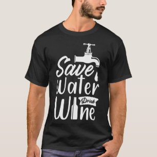 Camiseta Economize água Bebendo vinho 4