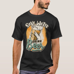 Camiseta Economize água Beer Diversão Retro Beer Design