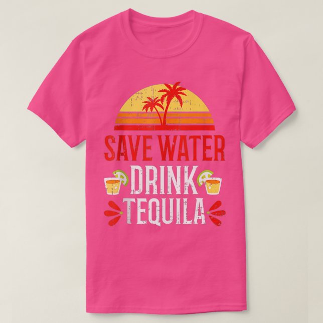 Camiseta Economize água potável Tequila Partido do Bebendo  (Frente do Design)