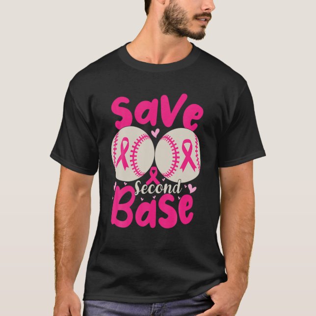 Camiseta Economize o segundo Cancer de mama de beisebol eng (Frente)