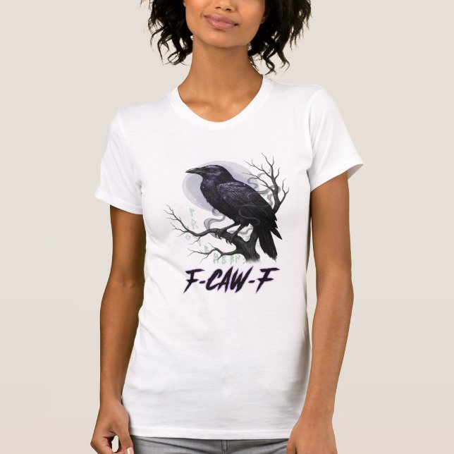 Camiseta Ecos da Noite: Tee Místico Raven "F-CAW-F" (Frente)
