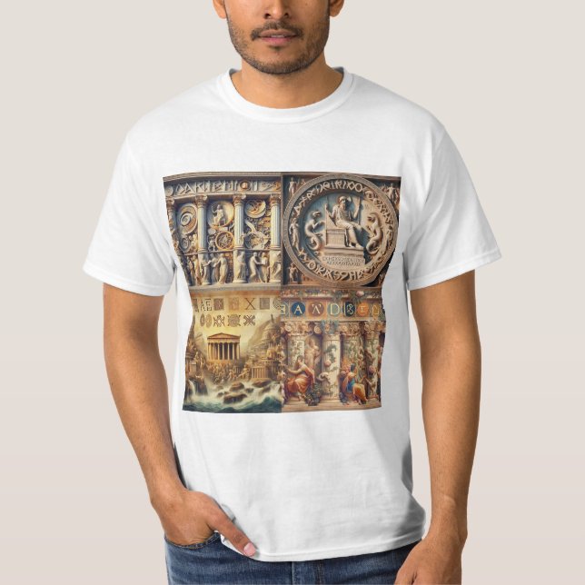 Camiseta Ecos de la Antigua Grecia: Un Collage Atemporal (Frente)