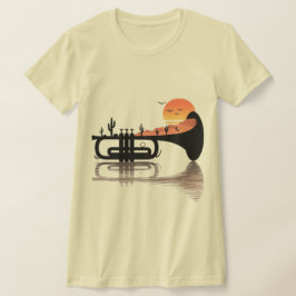 Camiseta "Ecos do Deserto – Surrealismo da Trombeta ao Pôr
