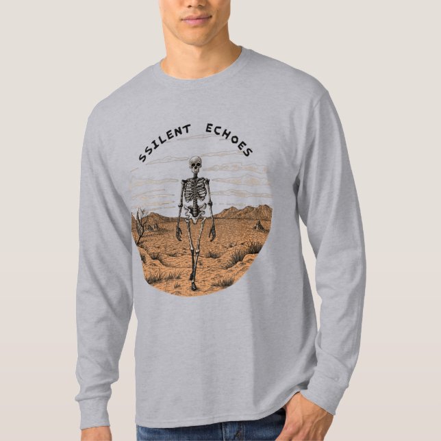 Camiseta Ecos do Silêncio: Um Esqueleto Caminhando (Frente)