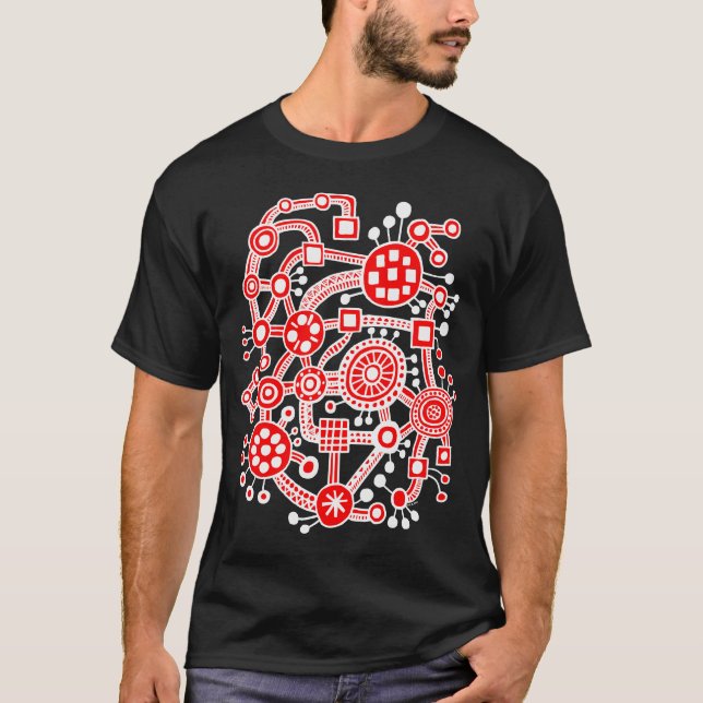 Camiseta Ecosistema III - Branco e Vermelho (Frente)
