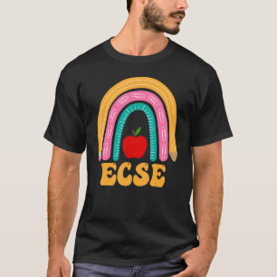 Camiseta Ecse Rainbow Pencil Apple Women Back To School App