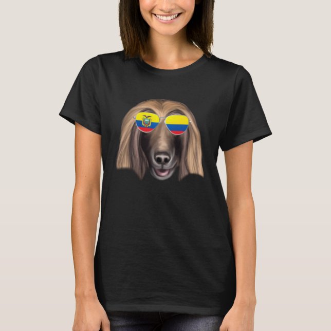Camiseta Ecuadorian Flag Afghan Hound Dog Ecuador Pocket (Frente)