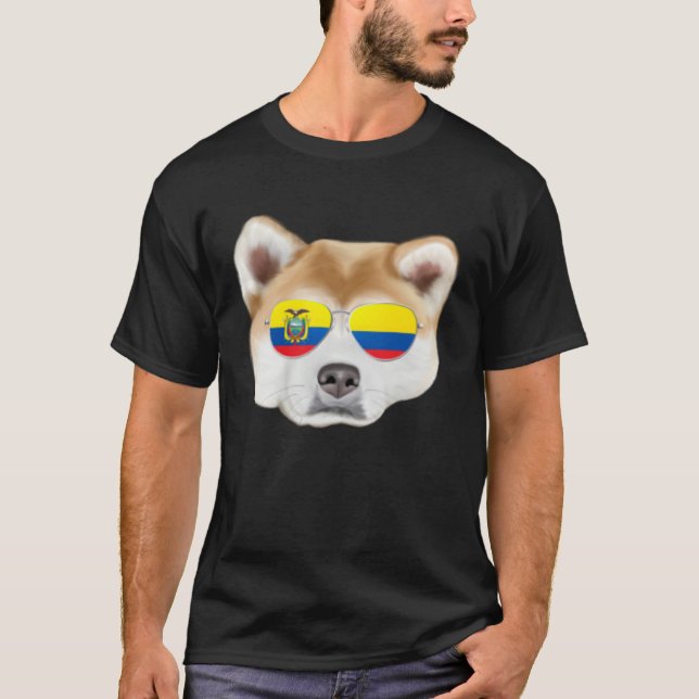 Camiseta Ecuadorian Flag Akita Dog Ecuador Pocket (Frente)