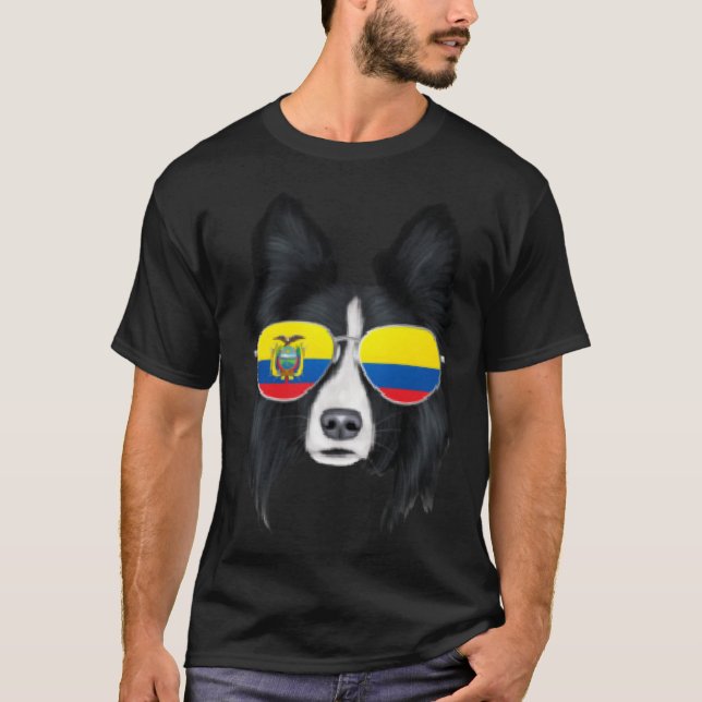 Camiseta Ecuadorian Flag Border Collie Dog Ecuador Pocket (Frente)