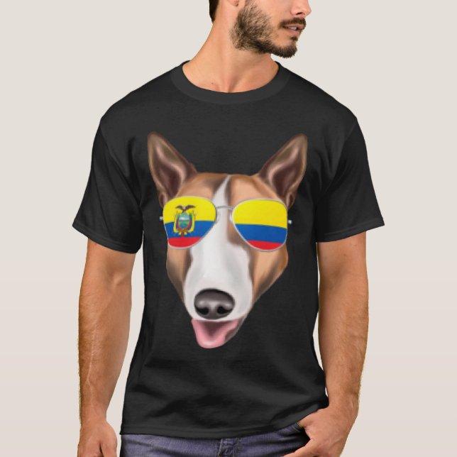 Camiseta Ecuadorian Flag Bull Terrier Dog Ecuador Pocket (Frente)