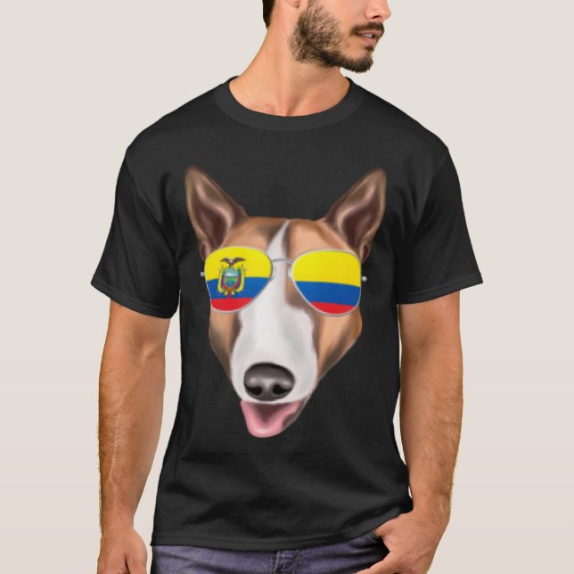 Camiseta Ecuadorian Flag Bull Terrier Dog Ecuador Pocket (Frente)
