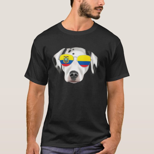 Camiseta Ecuadorian Flag Dalmatian Dog Ecuador Pocket (Frente)