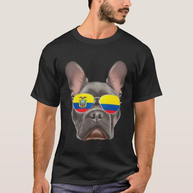 Camiseta Ecuadorian Flag French Bulldog Dog Ecuador Pocket (Frente)