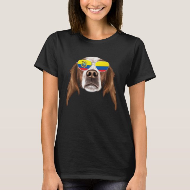 Camiseta Ecuadorian Flag Irish Red White Setter Dog Ecuador (Frente)